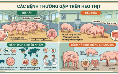 Các bệnh thường gặp trên heo thịt: Nguyên nhân, triệu chứng và cách phòng bệnh