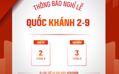THÔNG BÁO LỊCH NGHỈ LỄ QUỐC KHÁNH 2/9 NĂM 2026