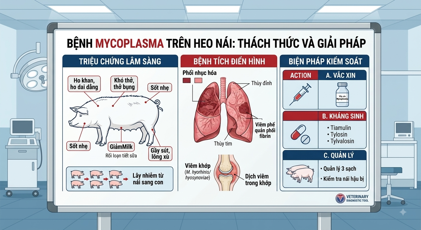 Bệnh Mycoplasma trên heo nái: Nguyên nhân, triệu chứng và cách phòng trị hiệu quả